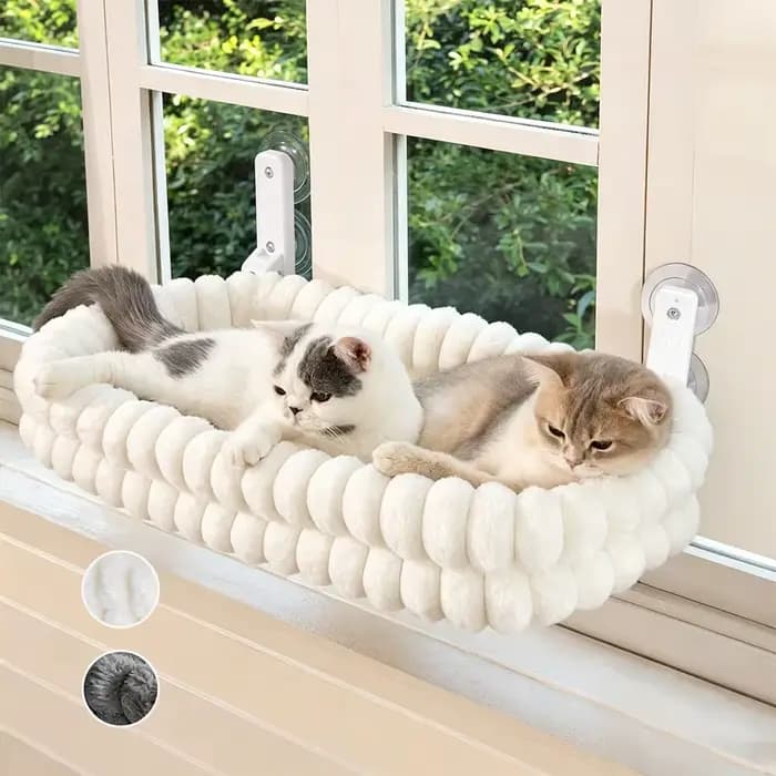 Hamac de fenêtre pour chats d'intérieur avec coussin réversible
