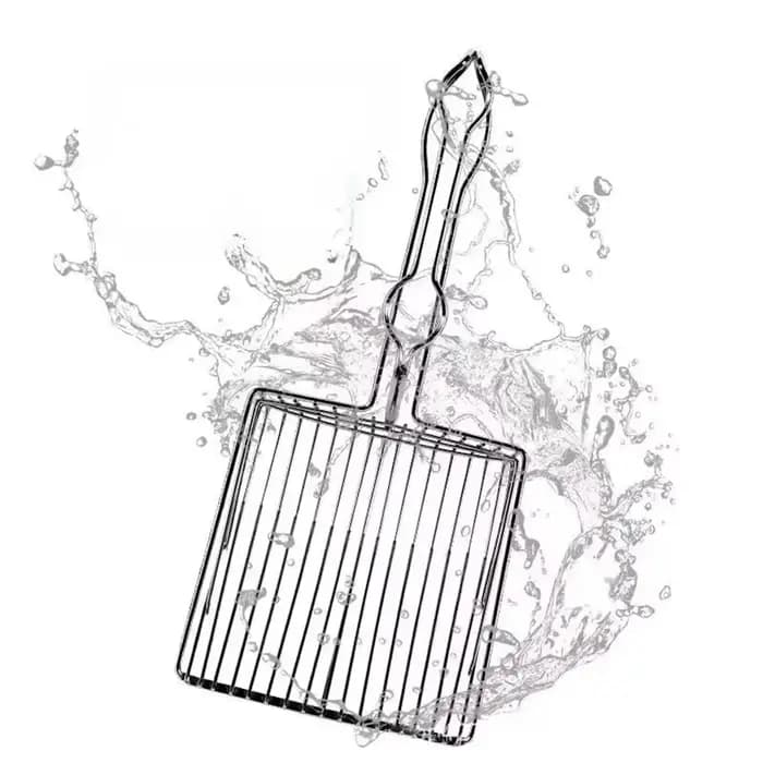 Pelle à litière pour chat en acier inoxydable, manche en bois, facile à nettoyer, beau, poussière SAP, adaptée aux toilettes pour petits chiens