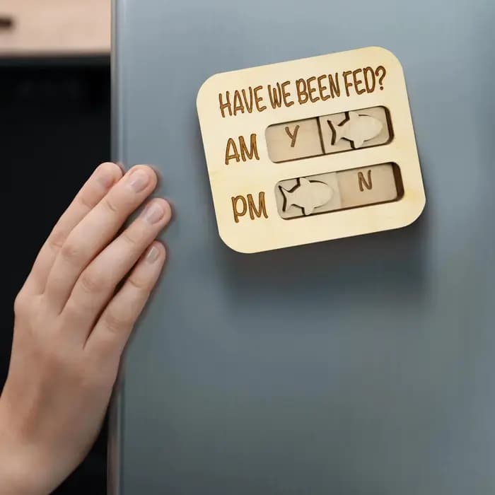 Panneau de suivi d'alimentation pour animaux de compagnie en bois magnétique AM PM
