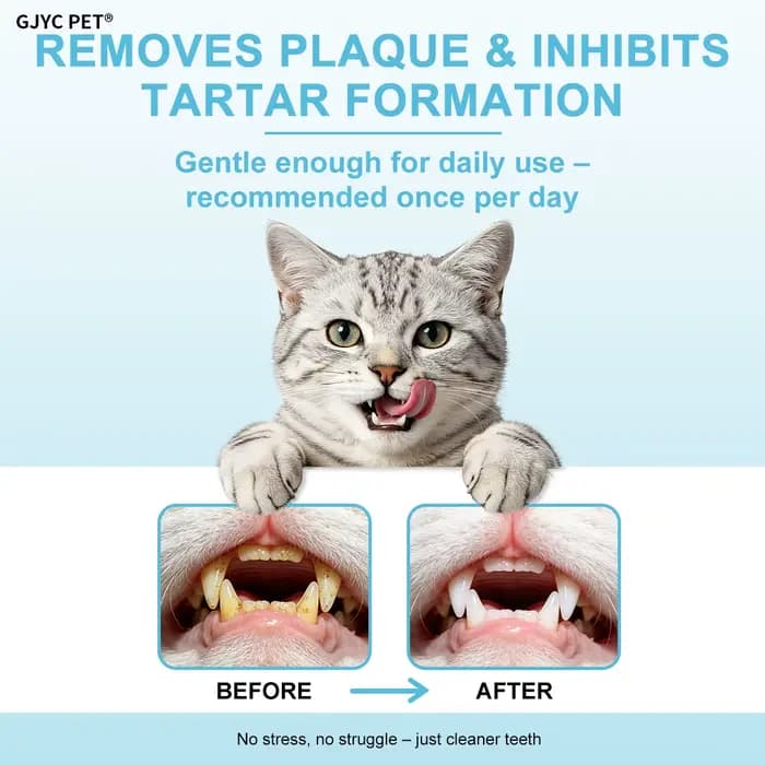 Lingettes nettoyantes pour dents de chat, jetables, double texture 3D, sans brossage, haleine fraîche, éliminateur de plaque et de tartre pour le soin dentaire des chats