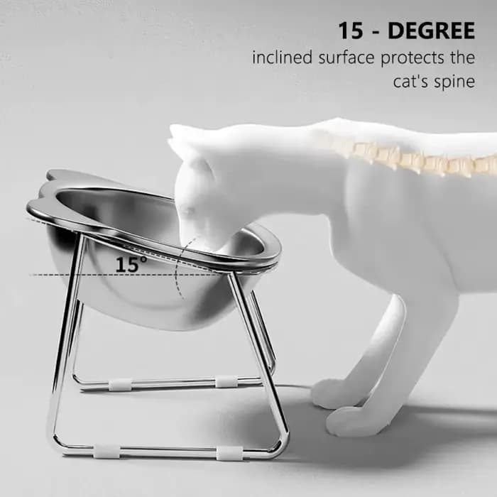  Bol pour chat surélevé en acier inoxydable 304 avec 15 ° Protège-cou incliné au design