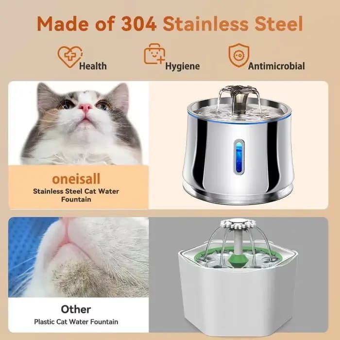 Fontaine d'eau en acier inoxydable pour chats et chiens