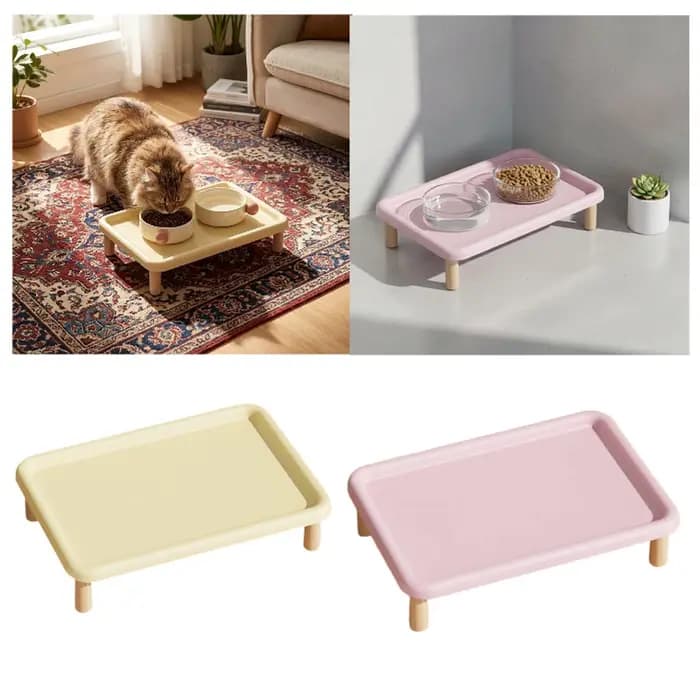 Table surélevée en bois pour aliments pour chats