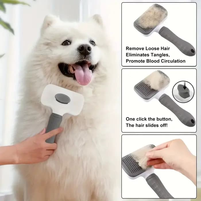 Brosse de toilettage pour animaux facile à nettoyer avec bouton autonettoyant pour l'élimination des poils en un clic
