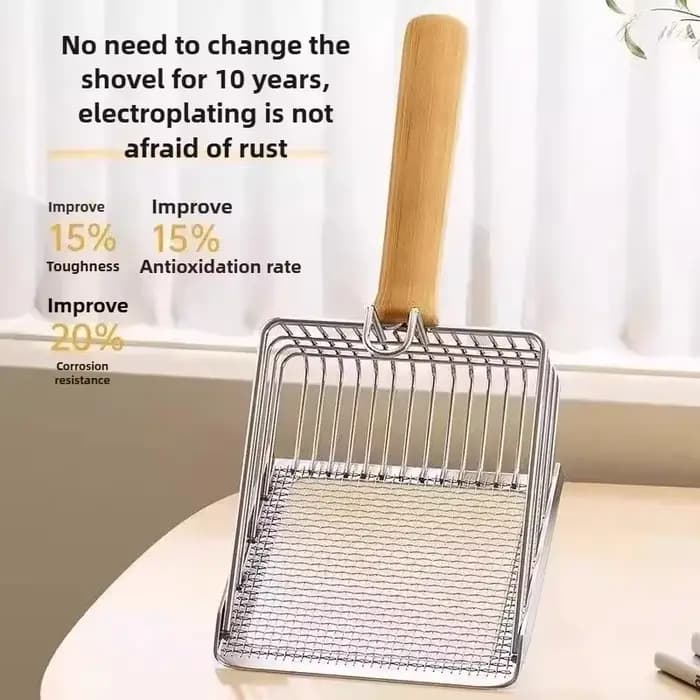 Pelle à litière pour chien et chat en acier inoxydable