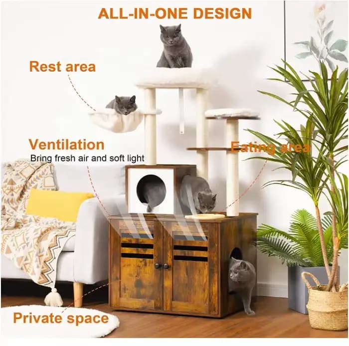 Boîte en bois pour arbre à chat