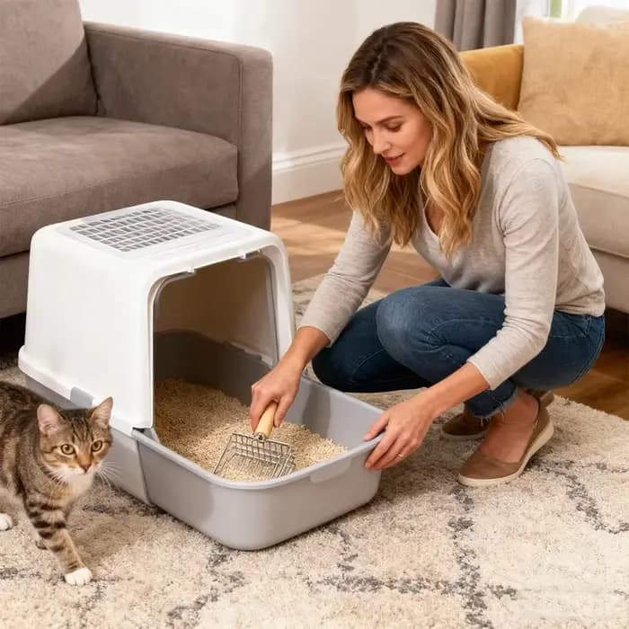 Pelle à litière pour chien et chat en acier inoxydable