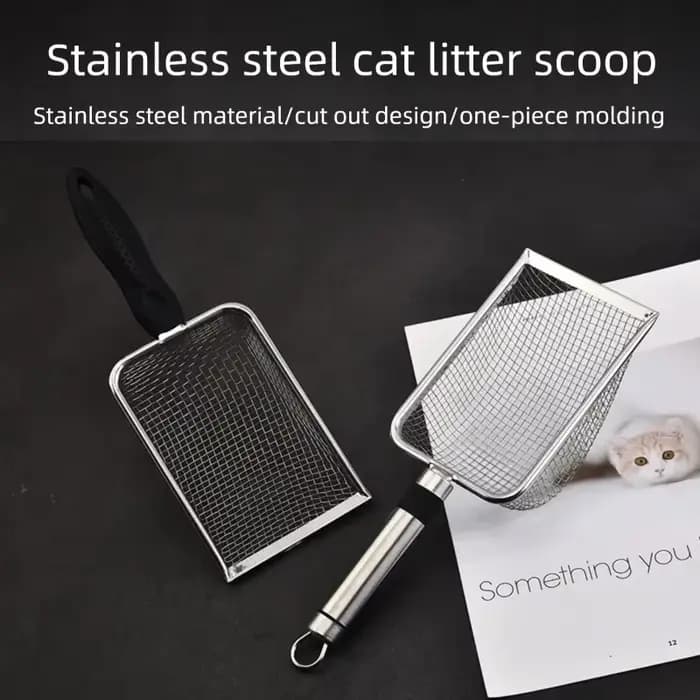 Pelle à litière pour chat en acier inoxydable avec tamis à mailles fines pour substrat de reptile