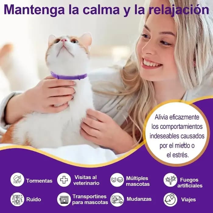 Collier anti-anxiété pour chat - Lot de 4 - Agent calmant naturel - Désodorisant pour soulager le stress et les comportements agressifs - Tension réglable
