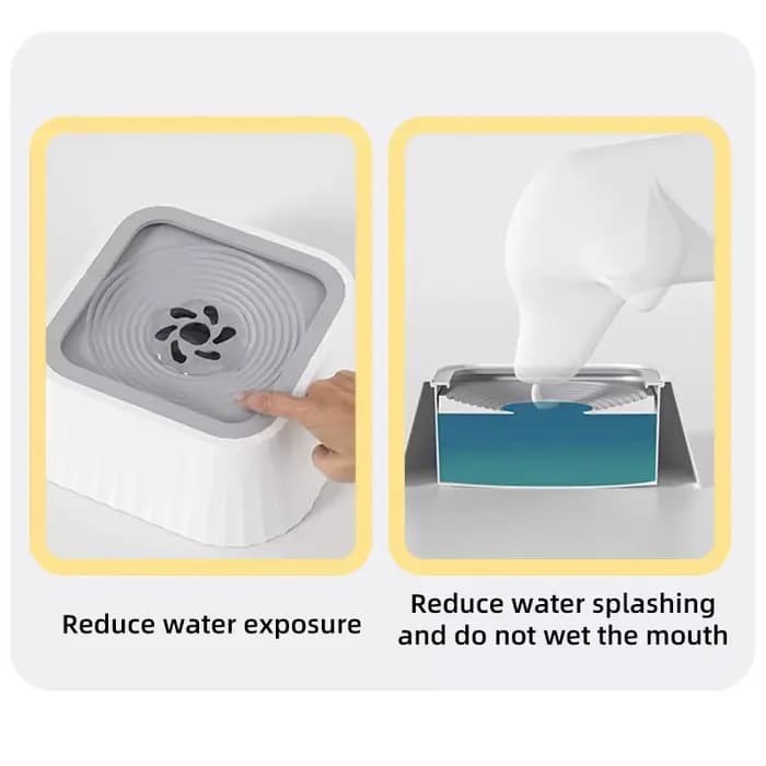 1 bol d'eau anti-déversement pour animaux de compagnie – Conçu pour les chats et les chiens avec base antidérapante et fonction flottante