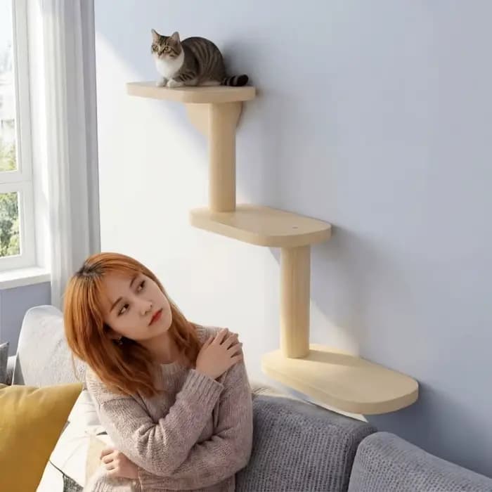 Étagères murales pour chat en bois massif