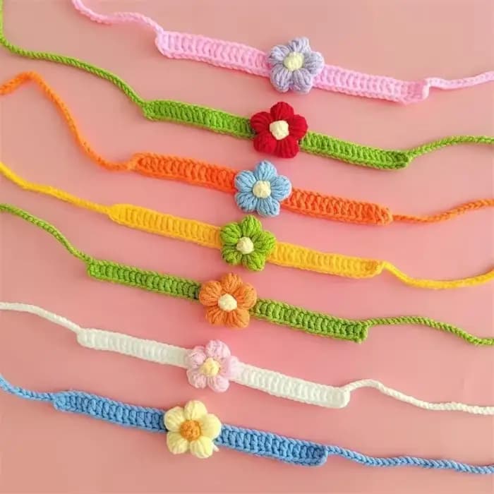 Collier en laine réglable en Crochet pour chien et chat
