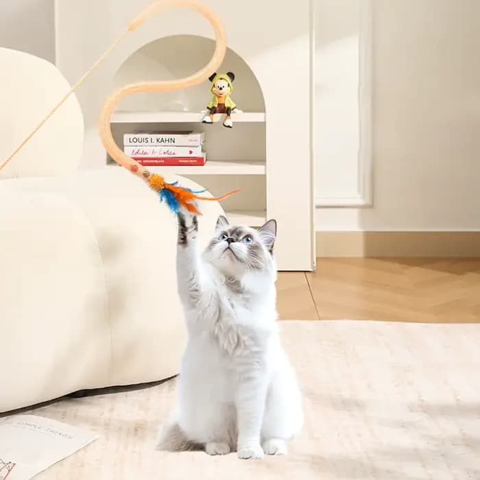 Baguette Teaser serpent pour chat avec boules d'herbe à chat