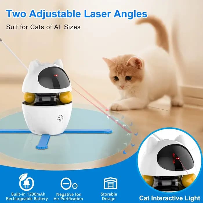 Jouets interactifs ATUBAN pour chats d'intérieur, jouets interactifs 3 en 1 avec jouet à plumes pour chat, jouet à balle pour chat, rechargeable par USB