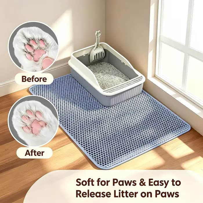 Tapis de litière pour chat Double couche antidérapant pour animaux de compagnie