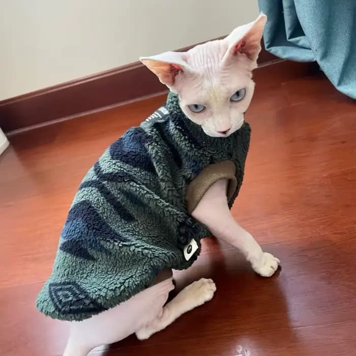 Gilet chaud de Noël pour chats Chat Pull Chatons Polaire Chaude Manches Courtes Marron Sweat-shirt