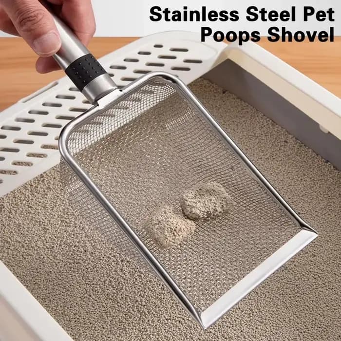 1 pelle à litière pour chat en acier inoxydable – Durable
