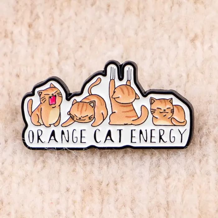 Broche chat ORANGE en émail