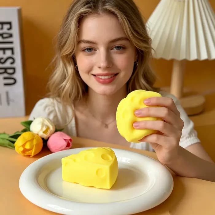 Jouets sensoriels anti-stress en forme de carré de fromage moelleux