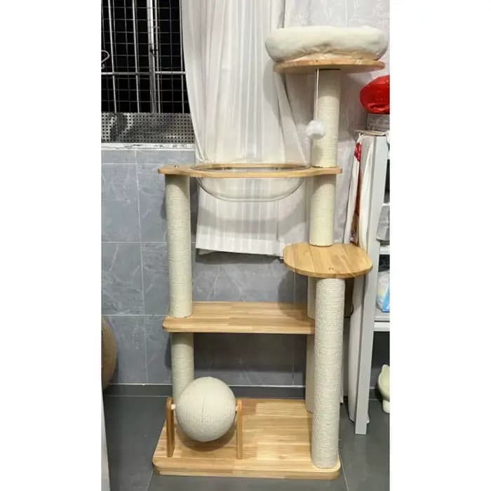 Maison pour chat en bois moderne en faux rotin