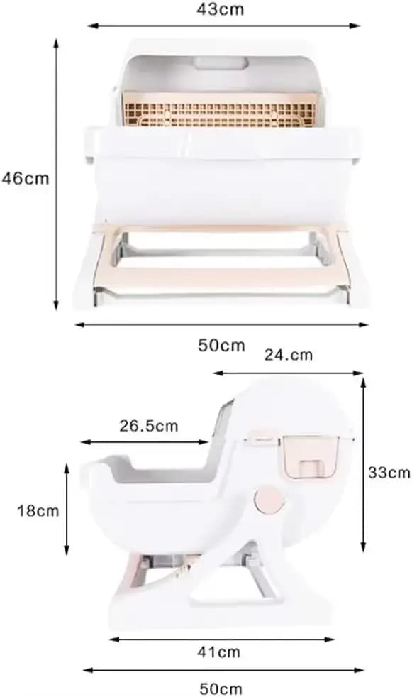 Bac à Litière pour Chat, Bac à Sable, Remplissage d'Escalier, Toilettes, Livres Autonome, Poubelle avec Clip Absorbant, Déchets, Assainissement