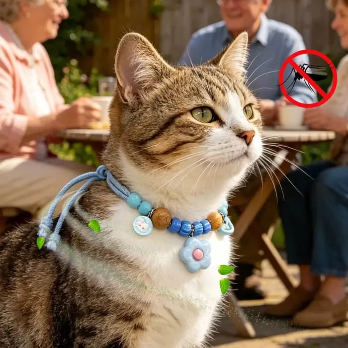 Collier anti-puces pour chat et chien en bois naturel