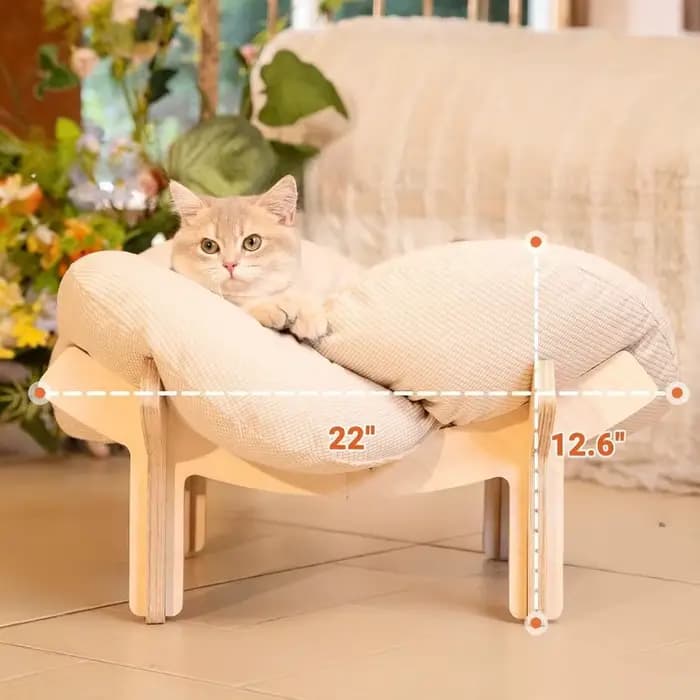 Lit pour chat en bois, petit canapé pour animaux de compagnie d'intérieur