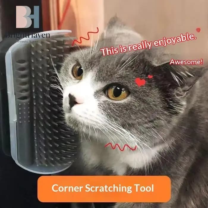 Brosse de toilettage auto-nettoyante murale Corner Cat