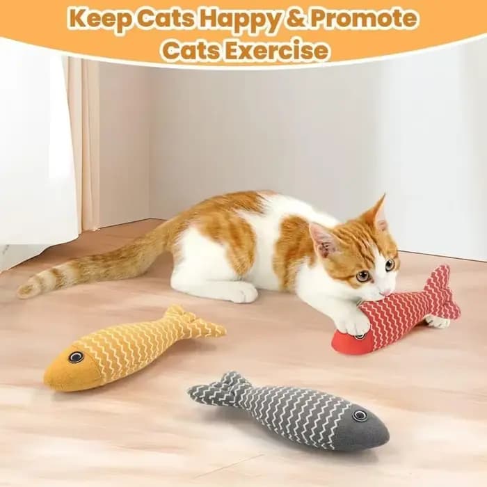 Jouet pour chat en forme de poisson en lin