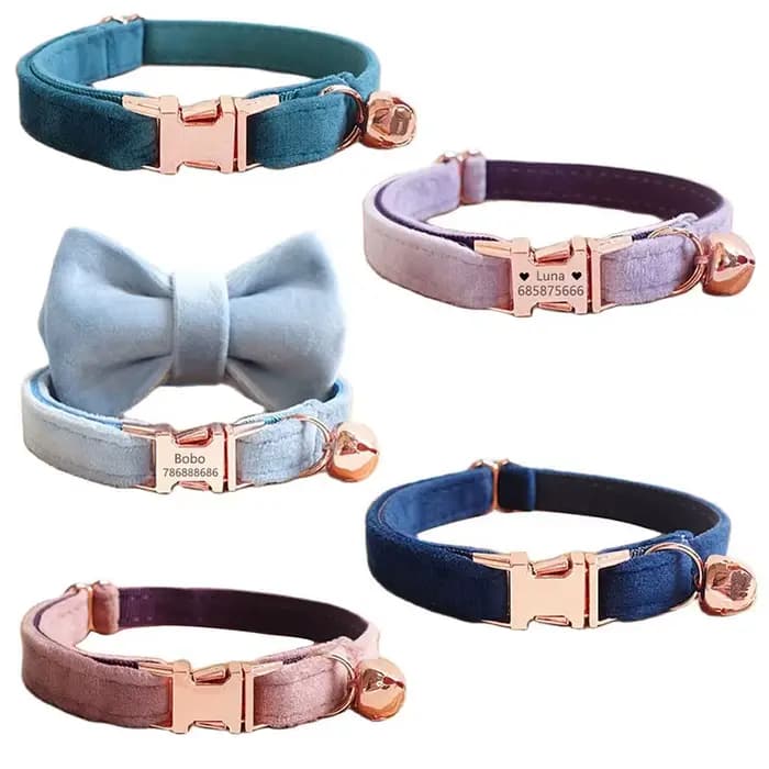 Collier de chat en velours personnalisé