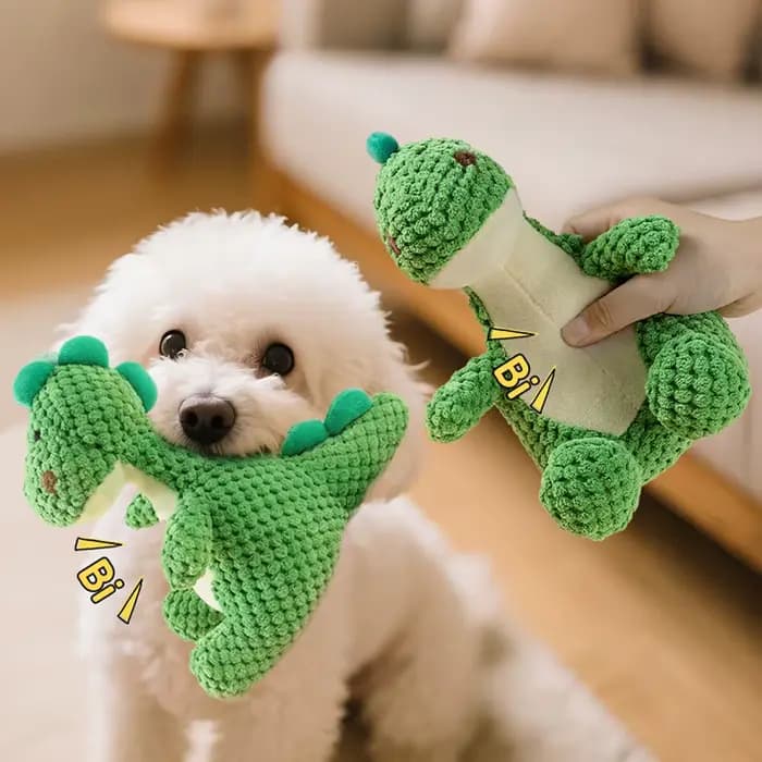 Jouet pour animaux de compagnie en forme de petit dinosaure mignon qui émet des sons, compagnon en peluche doux pour dormir, interactif, anti-ennui, divertissement personnel, adapté pour les chiots et