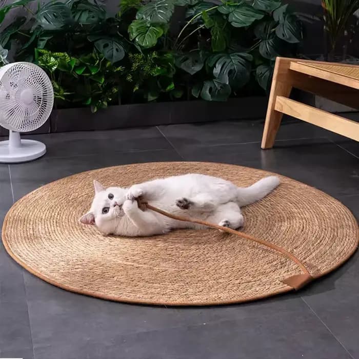 Tapis à gratter en rotin pour chat