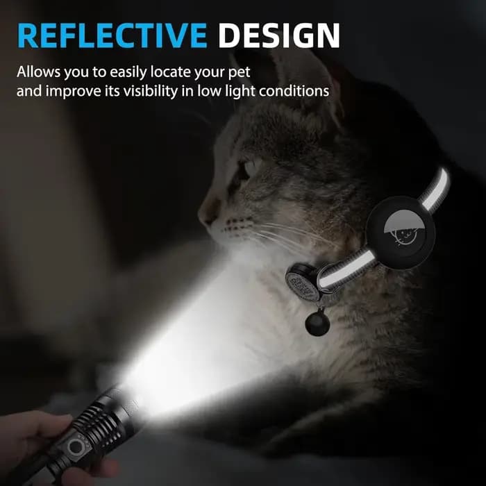 Collier de chat de suivi GPS avec étiquette d'identification QR et étui AirTag