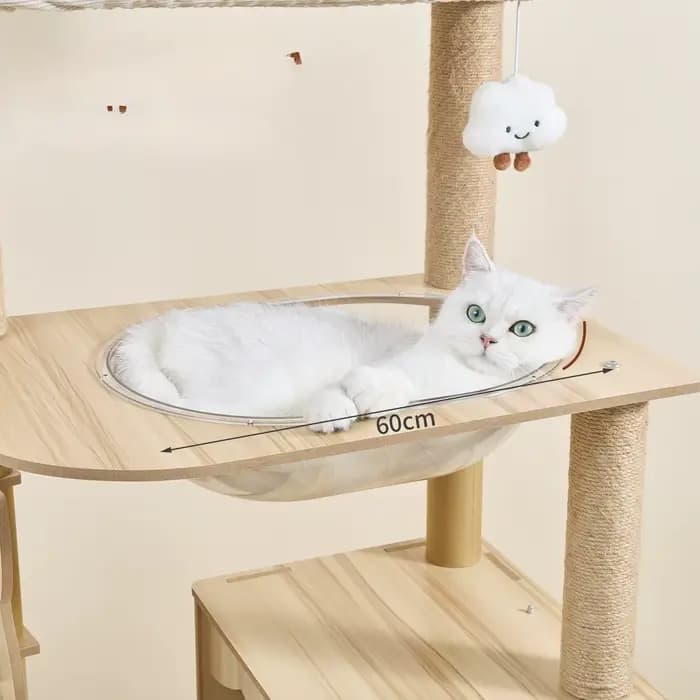Arbre à chat en bois haut avec condo