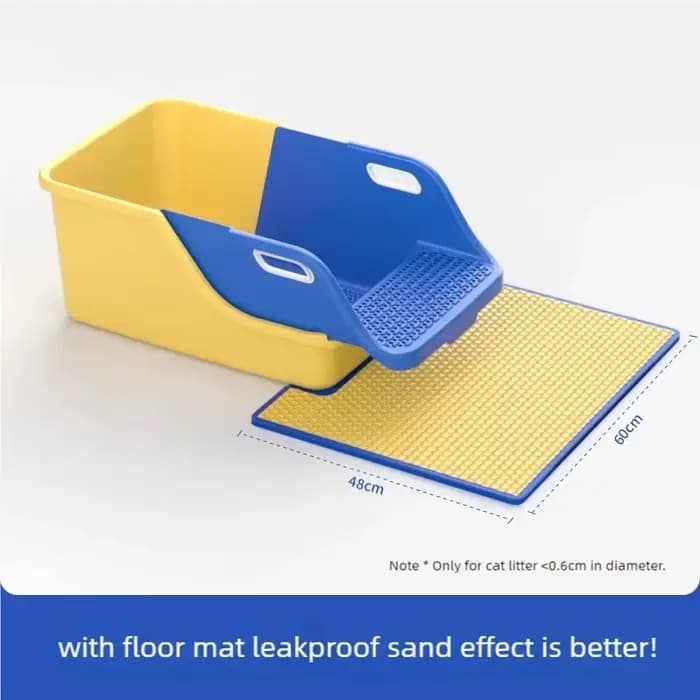 Nouvelle bac à litière surdimensionné semi-fermé pour chat avec fuite automatique du sable et fond antiadhésif