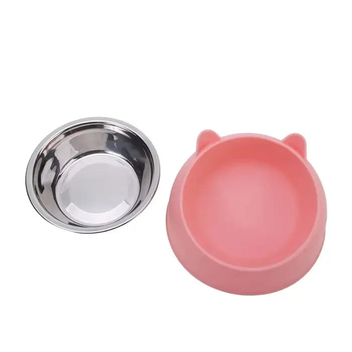 1pc chat bol belle créative incliné chaton chiot nourriture bols d'alimentation en acier inoxydable chats boire