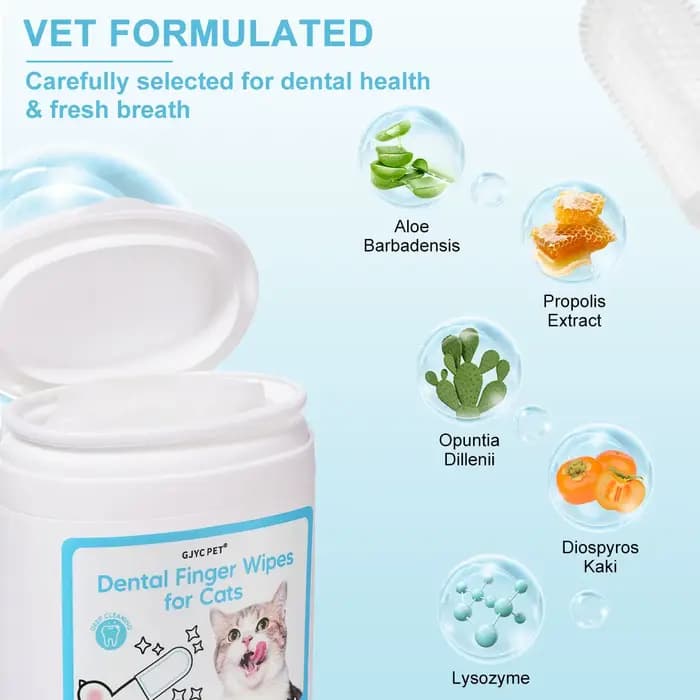 Lingettes nettoyantes pour dents de chat, jetables, double texture 3D, sans brossage, haleine fraîche, éliminateur de plaque et de tartre pour le soin dentaire des chats