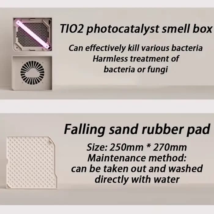PetSnowy-Ensemble de toilette pour chat, boîte de toilette, virus, filtre à mailles, accessoires de toilette, compartiment à boules de litière pour chat, invitation