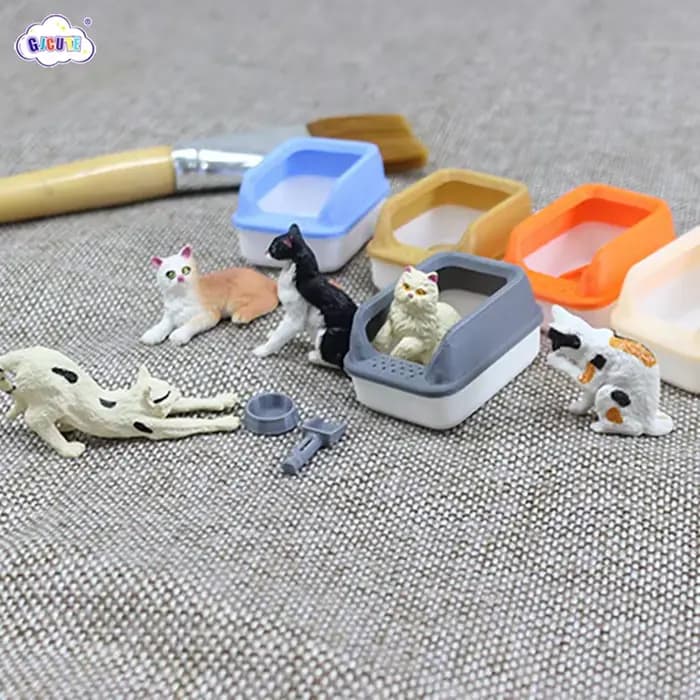 Litière Miniature pour Chat, Maison de Courses, Modèle de Mini Pelle, Fournitures pour Animaux de Compagnie, Beurre, Bricolage, Accessoires de Décoration, Jouet, 3 Pièces/Ensemble, 1:12
