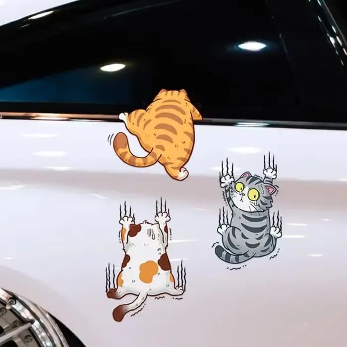 Autocollants de style animaux de chats grimpants, autocollant de voiture drôle de chat de compagnie, décoration de carrosserie de voiture, accessoires de décoration automobile