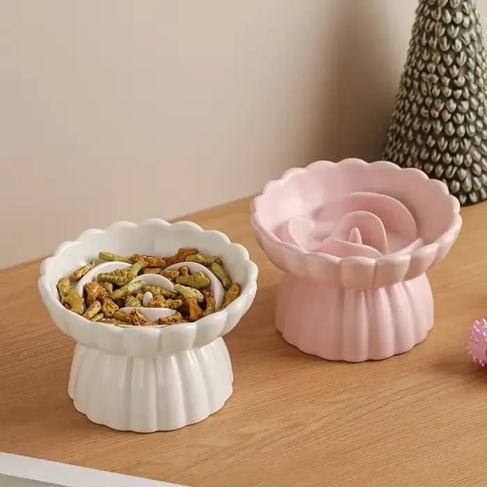 Bol de nourriture pour chat en céramique surélevé chats petits chiens bols d'alimentation lente Anti-étouffement mangeoires pour animaux de compagnie Anti-égouttage fournitures pour chiots