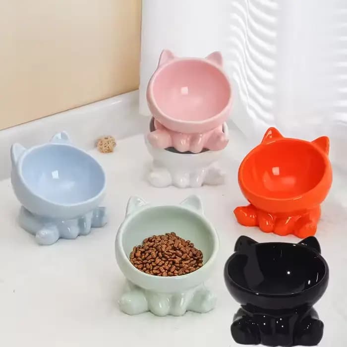Bol en céramique mignon pour chat avec pieds surélevés