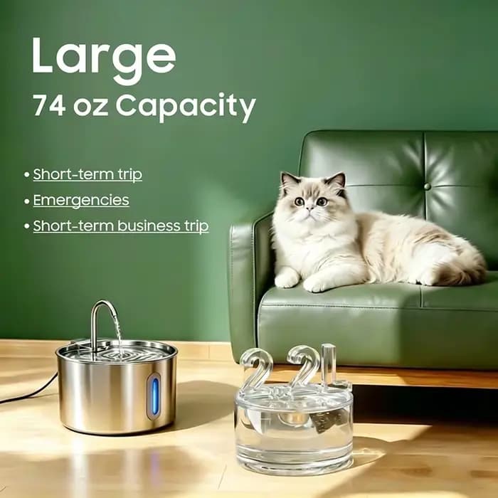 Fontaine à eau pour chat en acier inoxydable de 2
