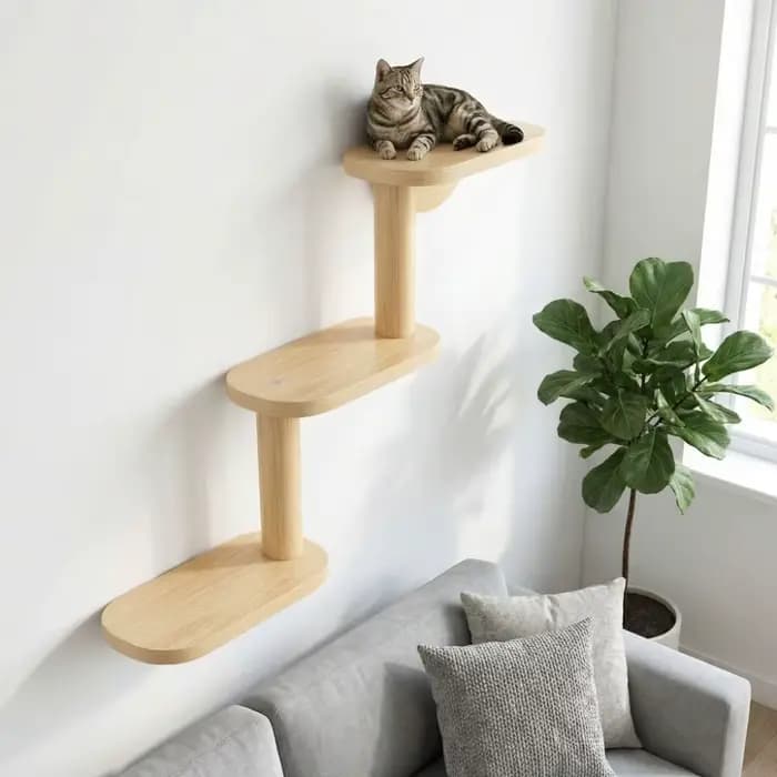 Étagères murales pour chat en bois massif