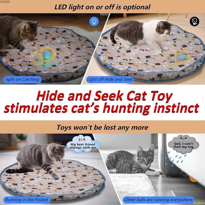 ATUBAN-Jouets électriques pour chats, cache-cache pour chaton, jouet coule activé par le mouvement, jouet d'exercice pour chats