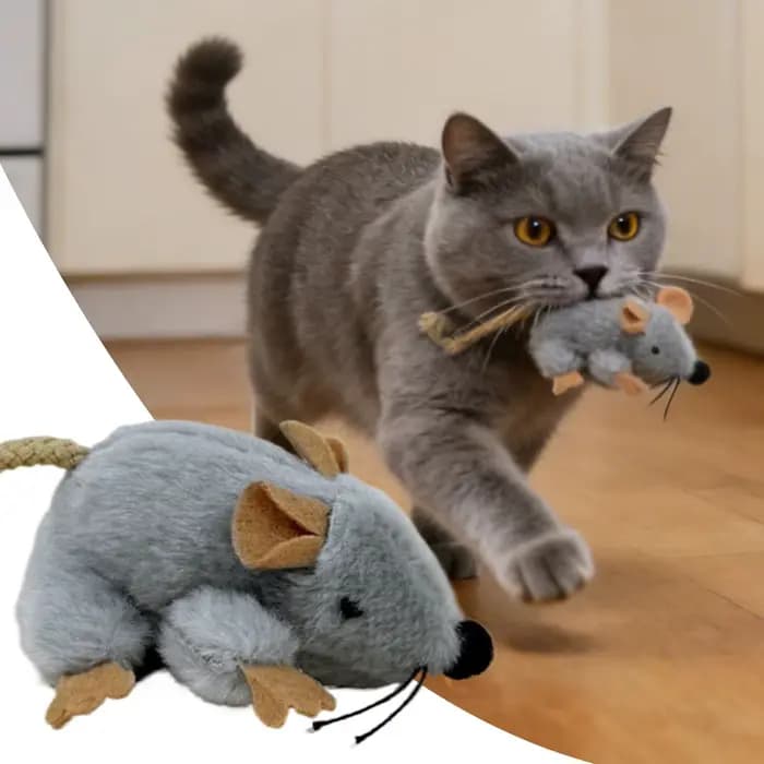 Jouet pour chat et souris avec queue mobile et son intégré