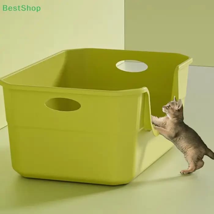 ♥ Bac à litière extra large pour chat ; design semi-fermé et ouvert