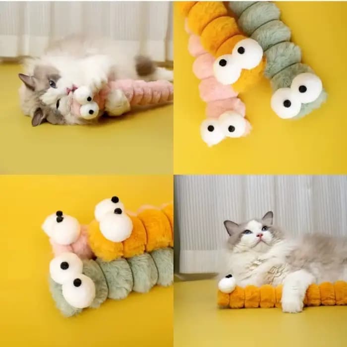Jouet à mâcher en peluche pour chat, coussin chenille, herbe-aux-chats, jouets Teaser pour chats, fournitures de jouets interactifs doux