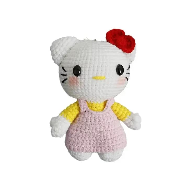 Porte-clés en forme de chat au crochet charmant fait à la main