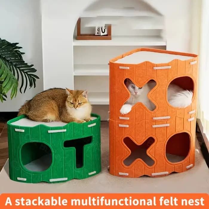 KEMORELA Lit pour chat multi-niveaux en forme de tronc d'arbre